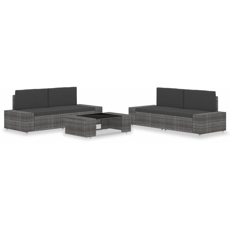 

Juego de muebles de jardín 5 piezas ratán sintético gris