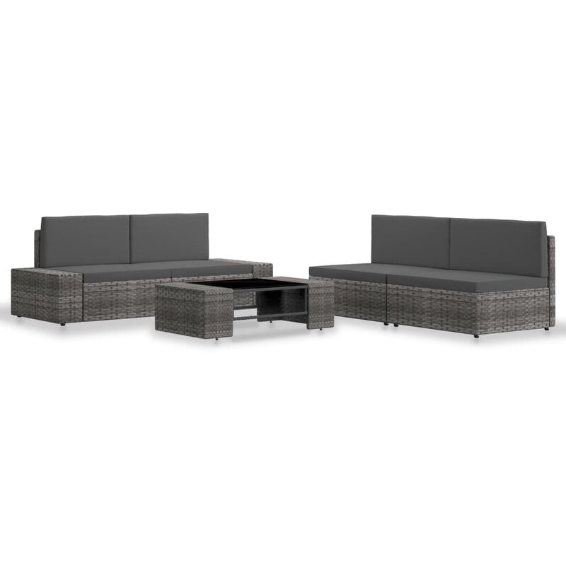 

vidaXL Juego de muebles de jardín 5 piezas ratán sintético gris - Gris