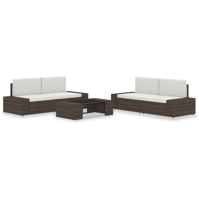 

Juego de muebles de jardín 5 piezas ratán sintético marrón