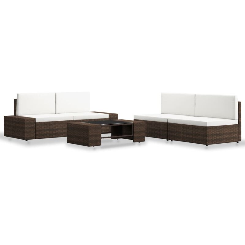

Juego de muebles de jardín 5 piezas ratán sintético marrón