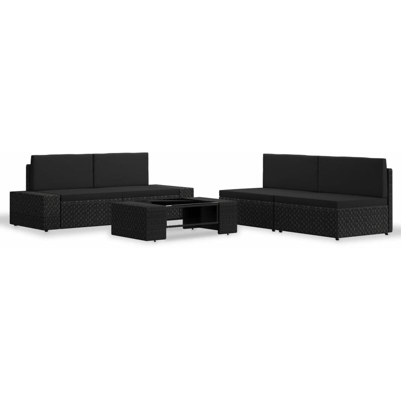 

vidaXL Juego de muebles de jardín 5 piezas ratán sintético negro - Negro