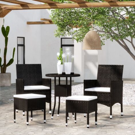 Juego de muebles de jardín 5 piezas ratán sintético negro vidaXL