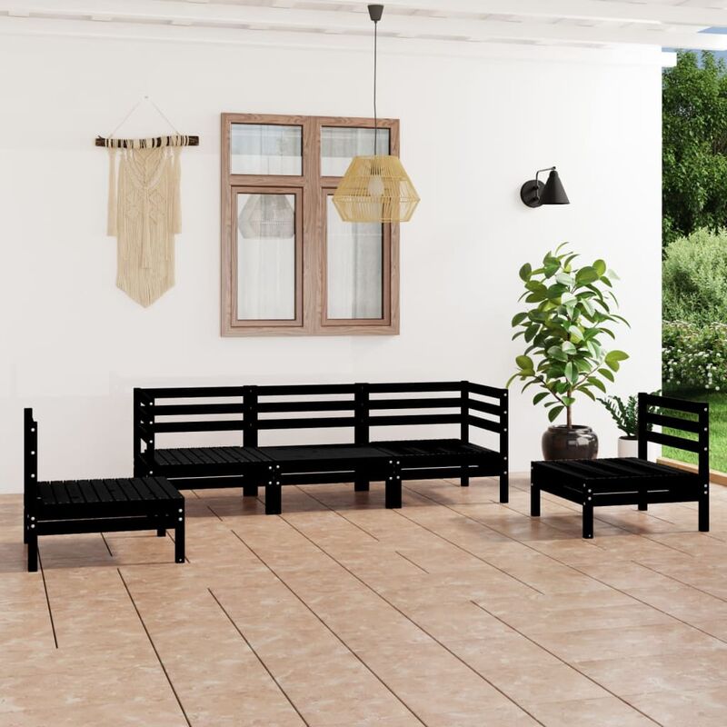

Juego de muebles de jardín 5 pzas madera de pino maciza negro