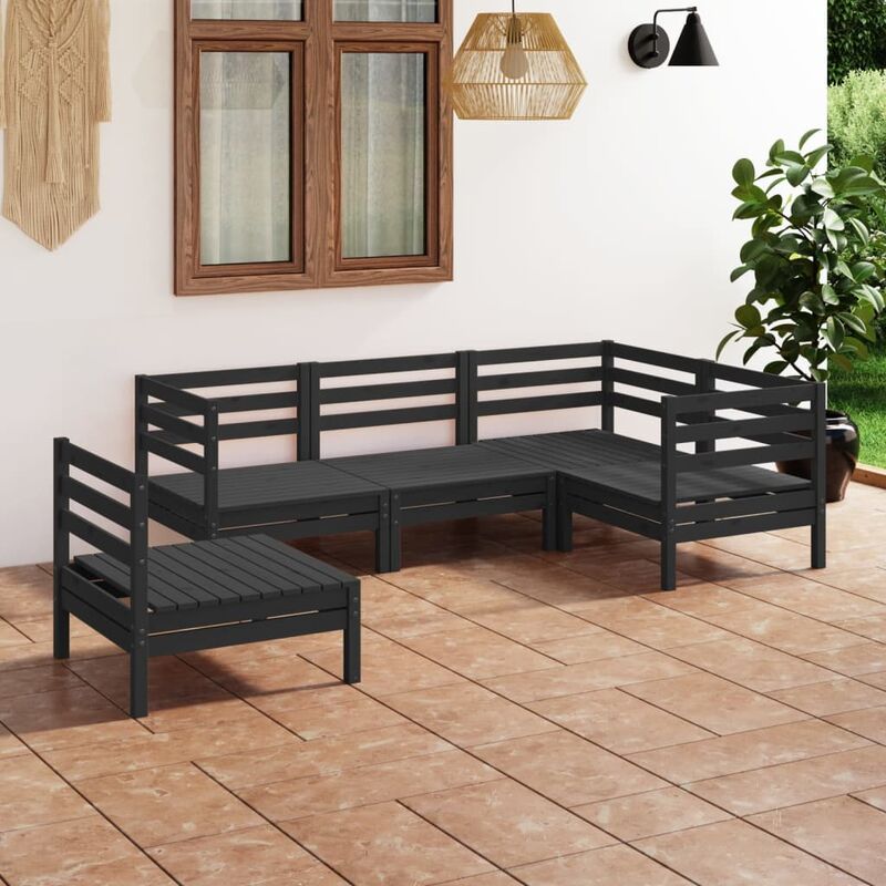 

Juego de muebles de jardín 5 pzas madera de pino maciza negro