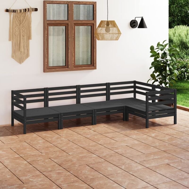 

Juego de muebles de jardín 5 pzas madera de pino maciza negro