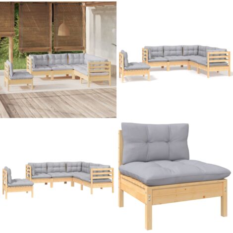 Juego de muebles de jardín 5 pzas y cojines madera de pino - Muebles de exterior - Cojines de jardín