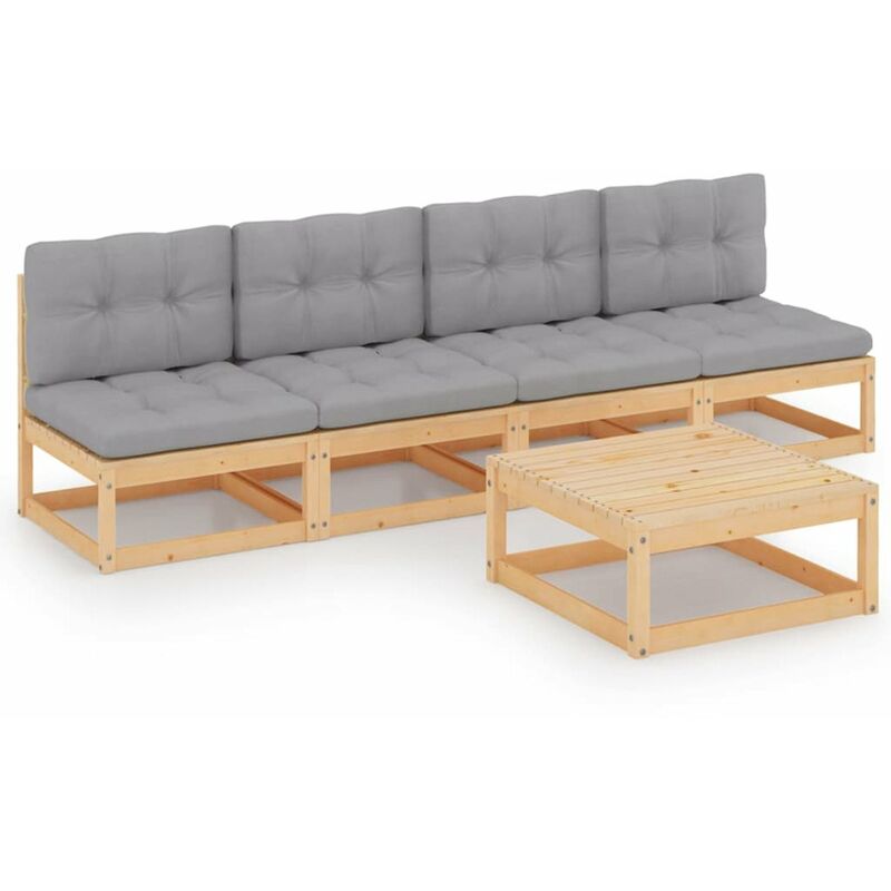 

Juego de muebles de jardin 5 pzas y cojines madera pino maciza
