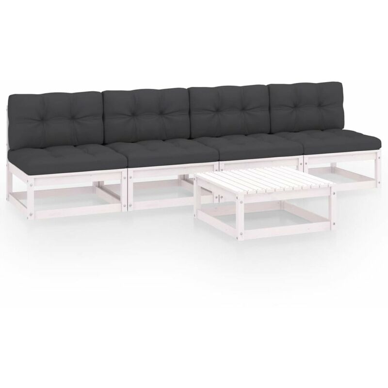 

Juego de muebles de jardin 5 pzas y cojines madera pino maciza