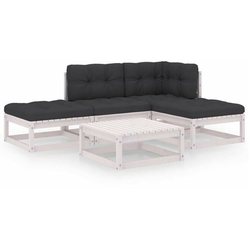 

Juego de muebles de jardin 5 pzas y cojines madera pino maciza