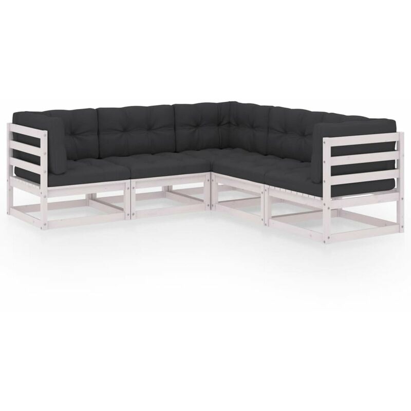 

Juego de muebles de jardin 5 pzas y cojines madera pino maciza