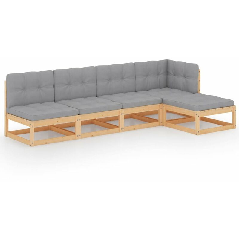 

Juego de muebles de jardin 5 pzas y cojines madera pino maciza
