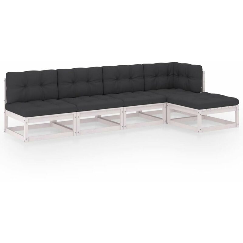 

Juego de muebles de jardin 5 pzas y cojines madera pino maciza