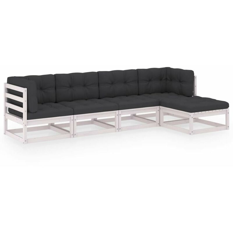 

Juego de muebles de jardin 5 pzas y cojines madera pino maciza