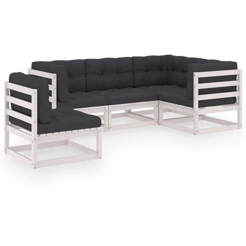 

Juego de muebles de jardin 5 pzas y cojines madera pino maciza