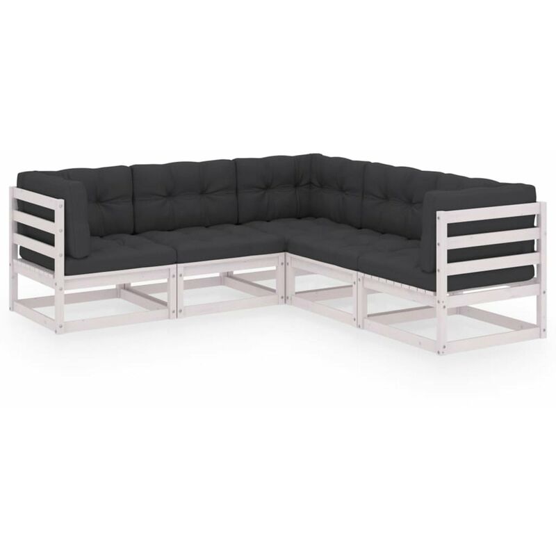 

Juego de muebles de jardin 5 pzas y cojines madera pino maciza