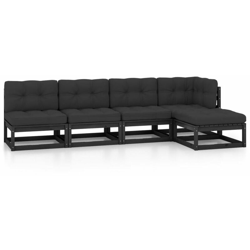 

Juego de muebles de jardin 5 pzas y cojines madera pino maciza