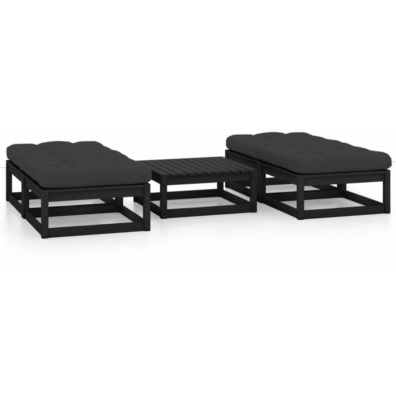 

Happyshopping - Juego de muebles de jardin 5 pzas y cojines madera pino maciza