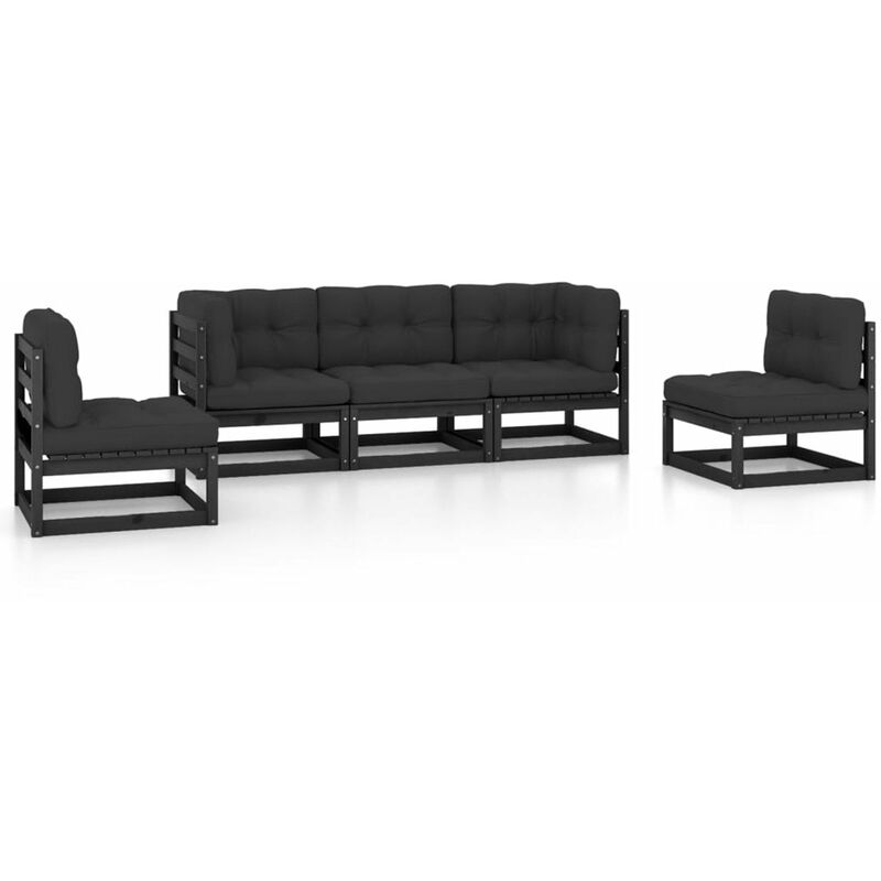

Happyshopping - Juego de muebles de jardin 5 pzas y cojines madera pino maciza