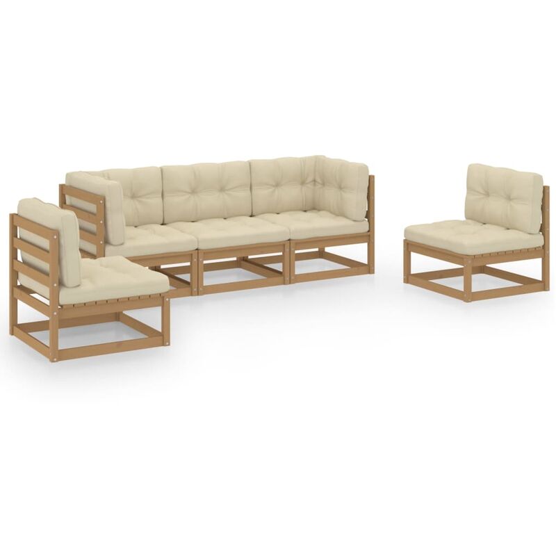 

Juego de muebles de jardín 5 pzas y cojines madera pino maciza
