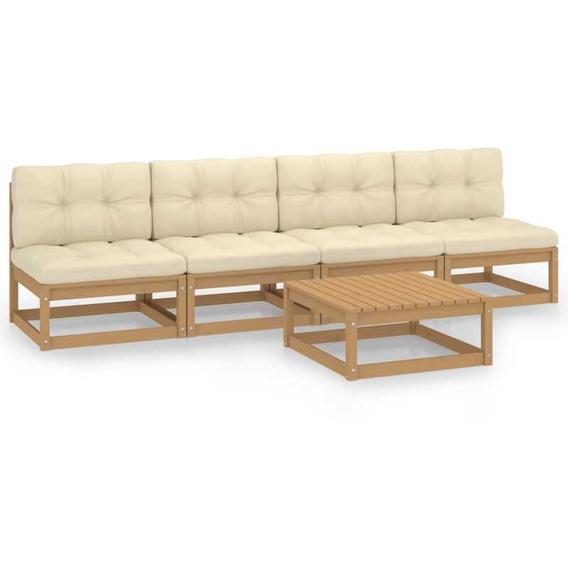 

Juego de muebles de jardín 5 pzas y cojines madera pino maciza