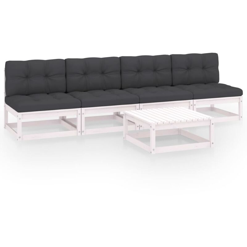 

Juego de muebles de jardín 5 pzas y cojines madera pino maciza