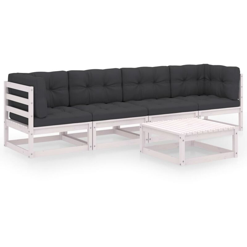

Juego de muebles de jardín 5 pzas y cojines madera pino maciza