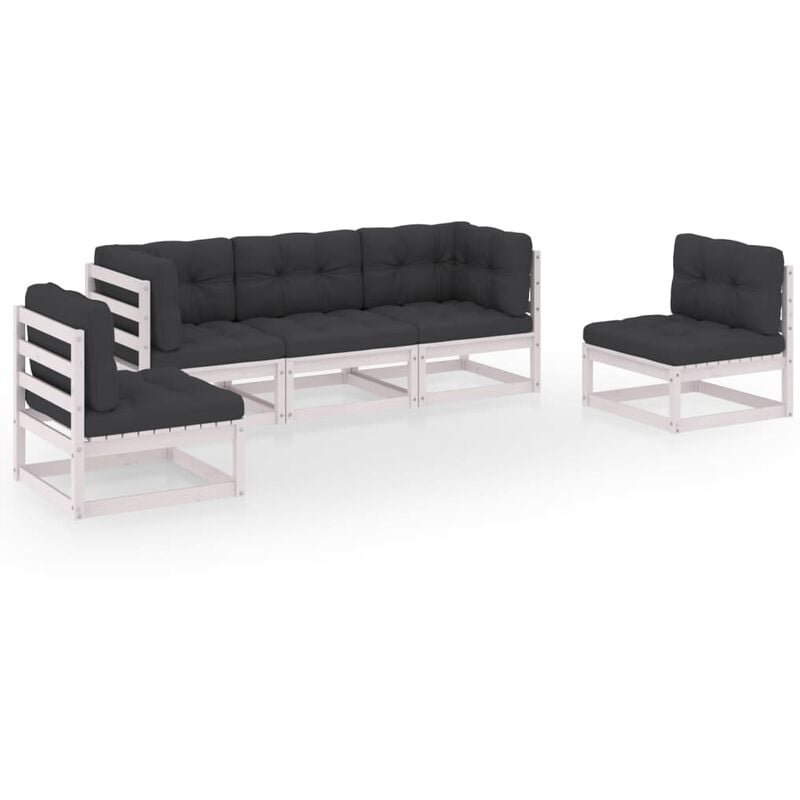 

Juego de muebles de jardín 5 pzas y cojines madera pino maciza