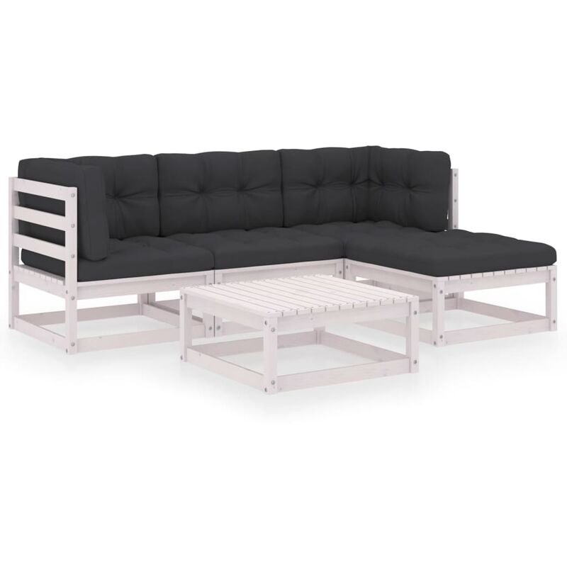 

Juego de muebles de jardín 5 pzas y cojines madera pino maciza