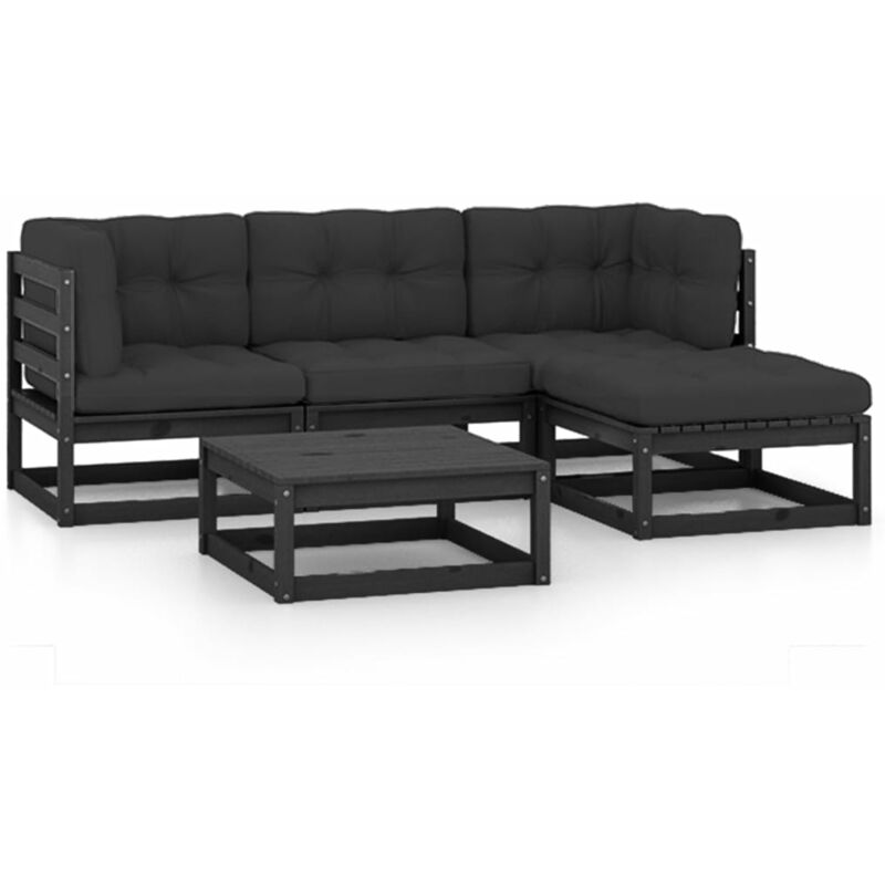 

Juego de muebles de jardín 5 pzas y cojines madera pino maciza