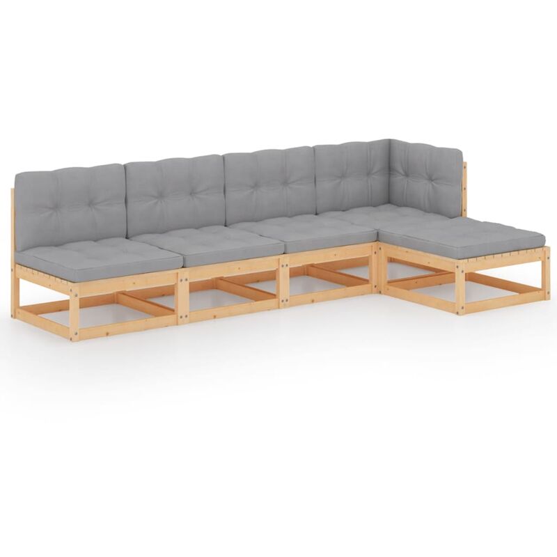 

Juego de muebles de jardín 5 pzas y cojines madera pino maciza