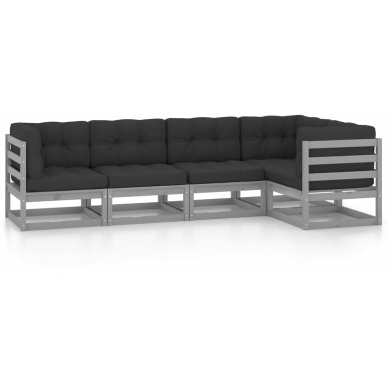 

Juego de muebles de jardín 5 pzas y cojines madera pino maciza