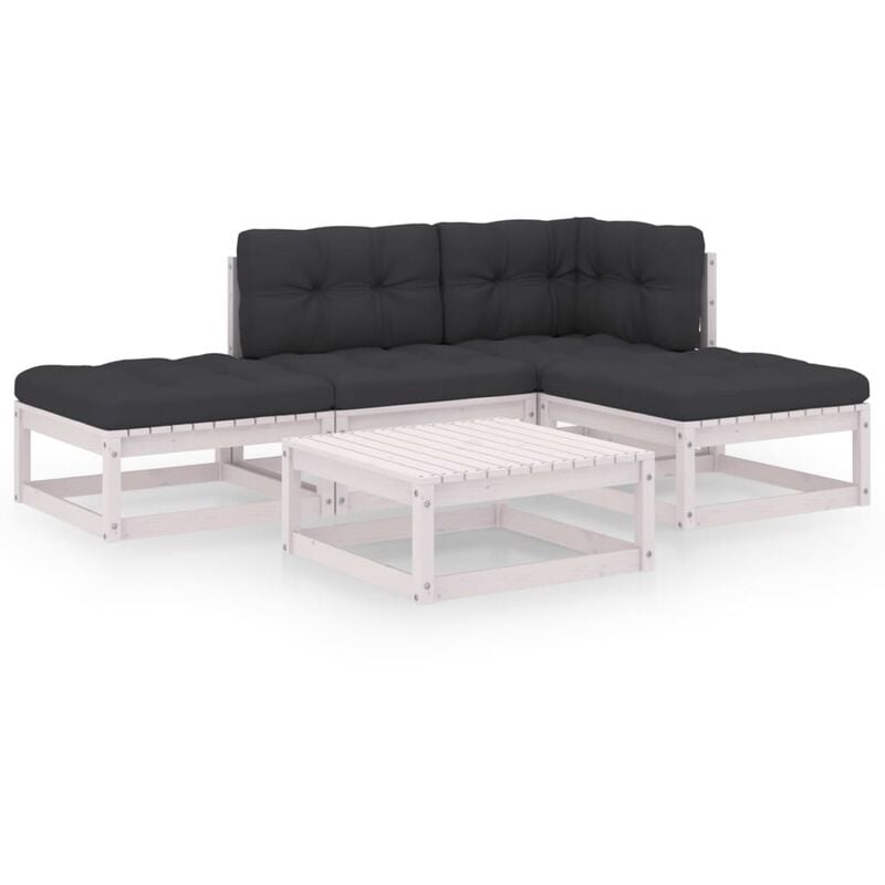 

Juego de muebles de jardín 5 pzas y cojines madera pino maciza