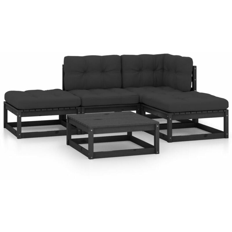 

Juego de muebles de jardín 5 pzas y cojines madera pino maciza