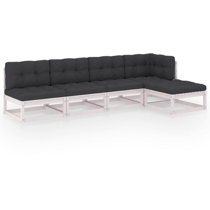 

Juego de muebles de jardín 5 pzas y cojines madera pino maciza