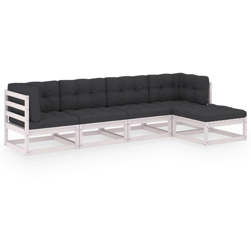 

Juego de muebles de jardín 5 pzas y cojines madera pino maciza