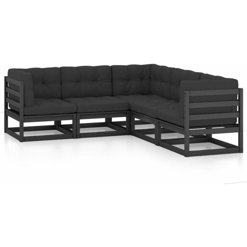 

Juego de muebles de jardín 5 pzas y cojines madera pino maciza