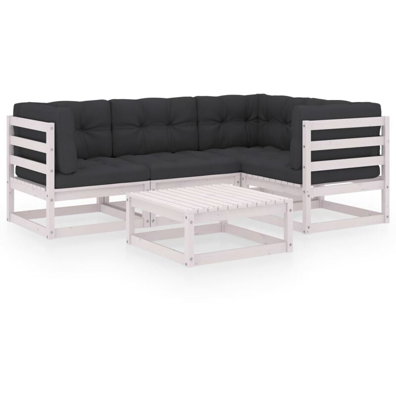 

Juego de muebles de jardín 5 pzas y cojines madera pino maciza