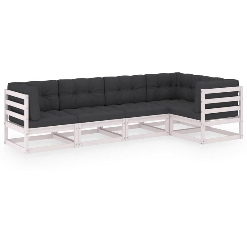 

Juego de muebles de jardín 5 pzas y cojines madera pino maciza