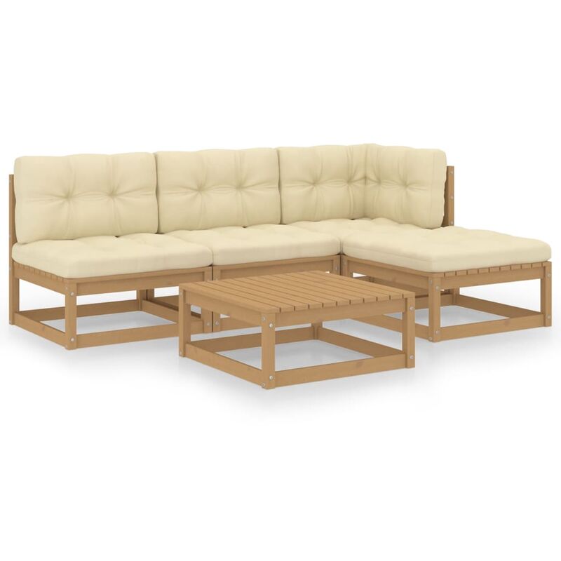 

Juego de muebles de jardín 5 pzas y cojines madera pino maciza