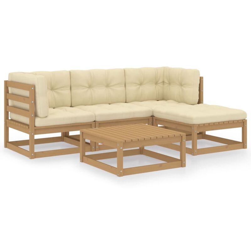 

Juego de muebles de jardín 5 pzas y cojines madera pino maciza
