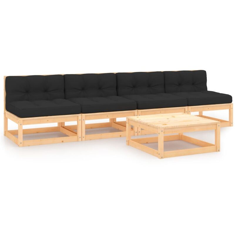 

Juego de muebles de jardín 5 pzas y cojines madera pino maciza