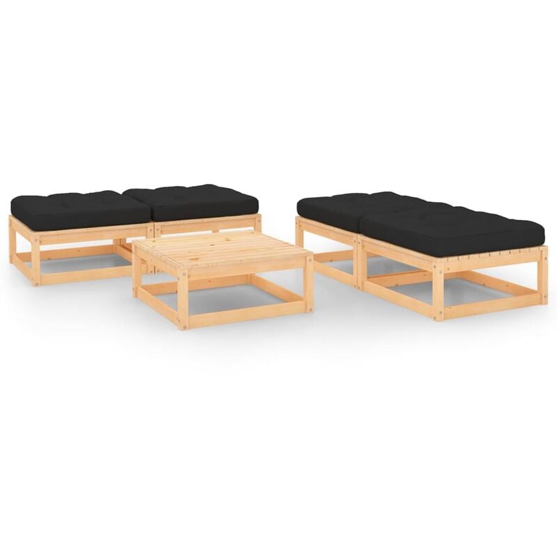 

Juego de muebles de jardín 5 pzas y cojines madera pino maciza