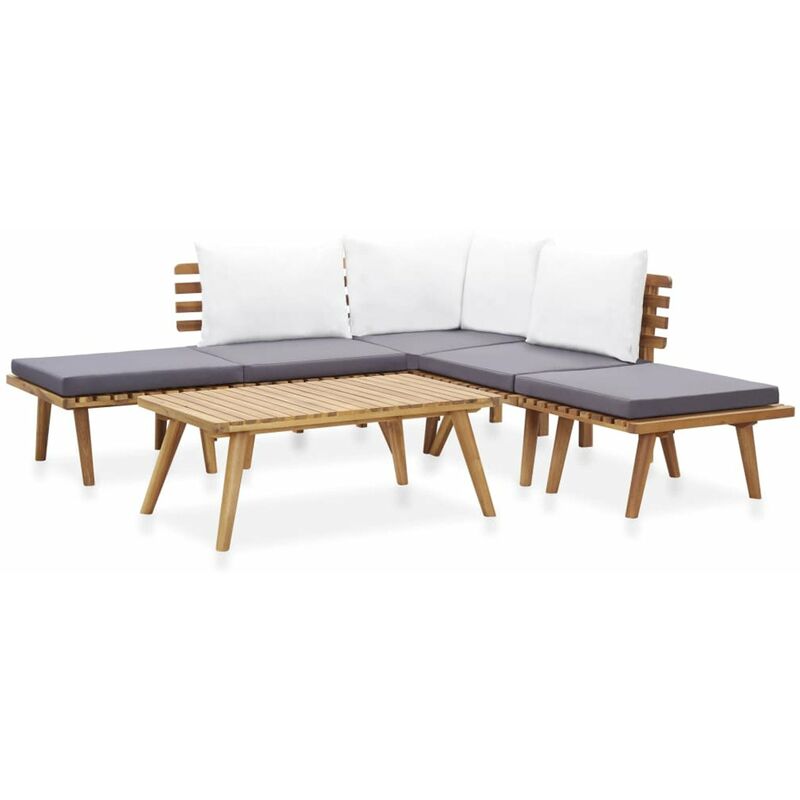

Juego de muebles de jardin 6 piezas madera maciza de acacia