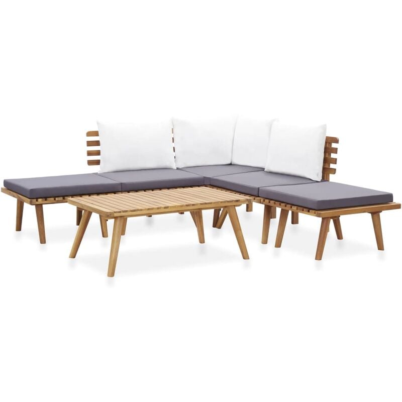 

Juego de muebles de jardín 6 piezas madera maciza de acacia