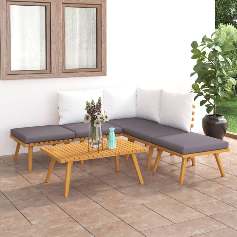 

Juego de muebles de jardín 6 piezas madera maciza de acacia - Marrón - Vidaxl