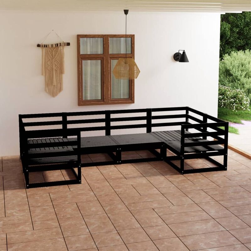 

Juego de muebles de jardín 6 piezas madera maciza de pino