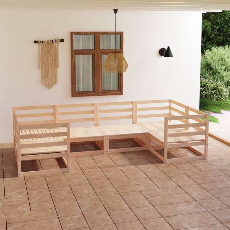 

Juego de muebles de jardín 6 piezas madera maciza de pino