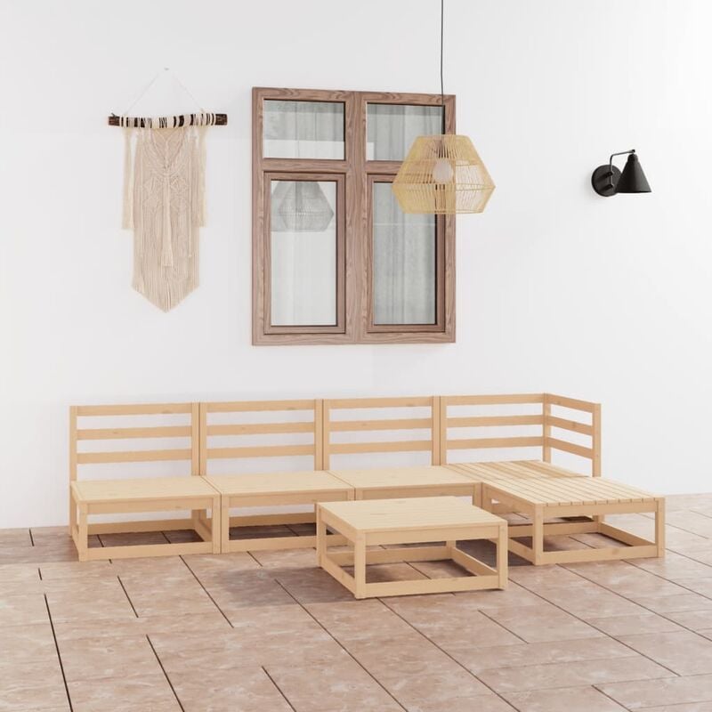 

Juego de muebles de jardín 6 piezas madera maciza de pino