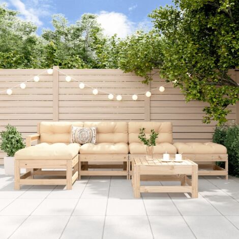 Juego de muebles de jardín 6 piezas madera maciza de pino