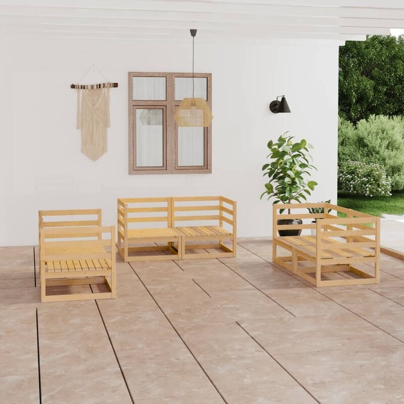 

Juego de muebles de jardín 6 piezas madera pino maciza
